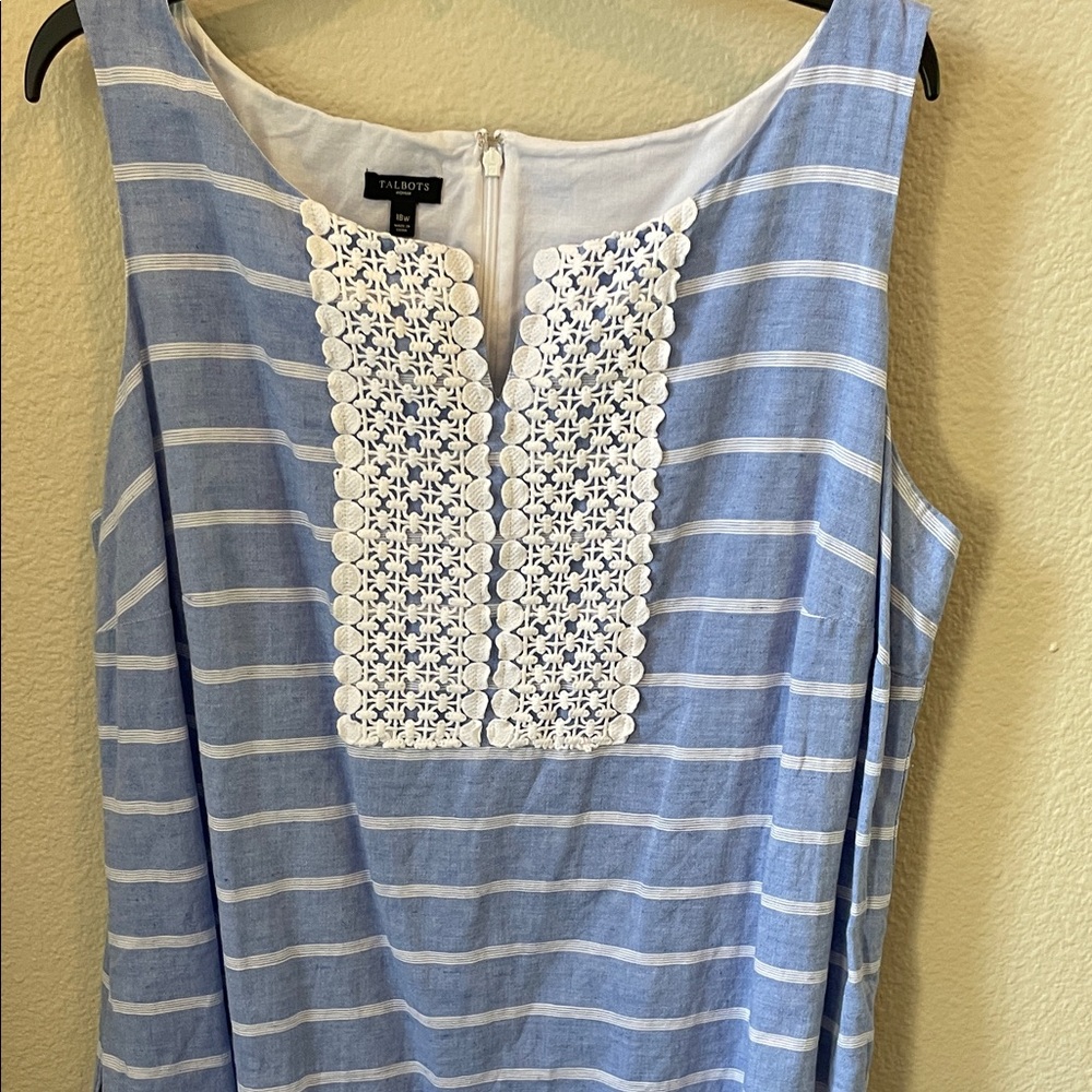 Talbots Blue and White Striped Sleeveless Dress 18W